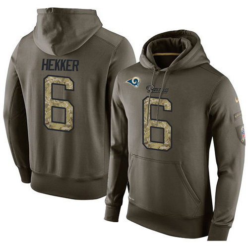 NFL Nike Los Angeles Rams #6 Johnny Hekker Green Salute To Service Men's Pullover Hoodie